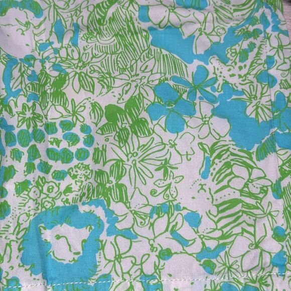 Lilly Pulitzer Size 2 Shorts Green Blue Lions Cotton The Chipper Short 1448 - Picture 3 of 7